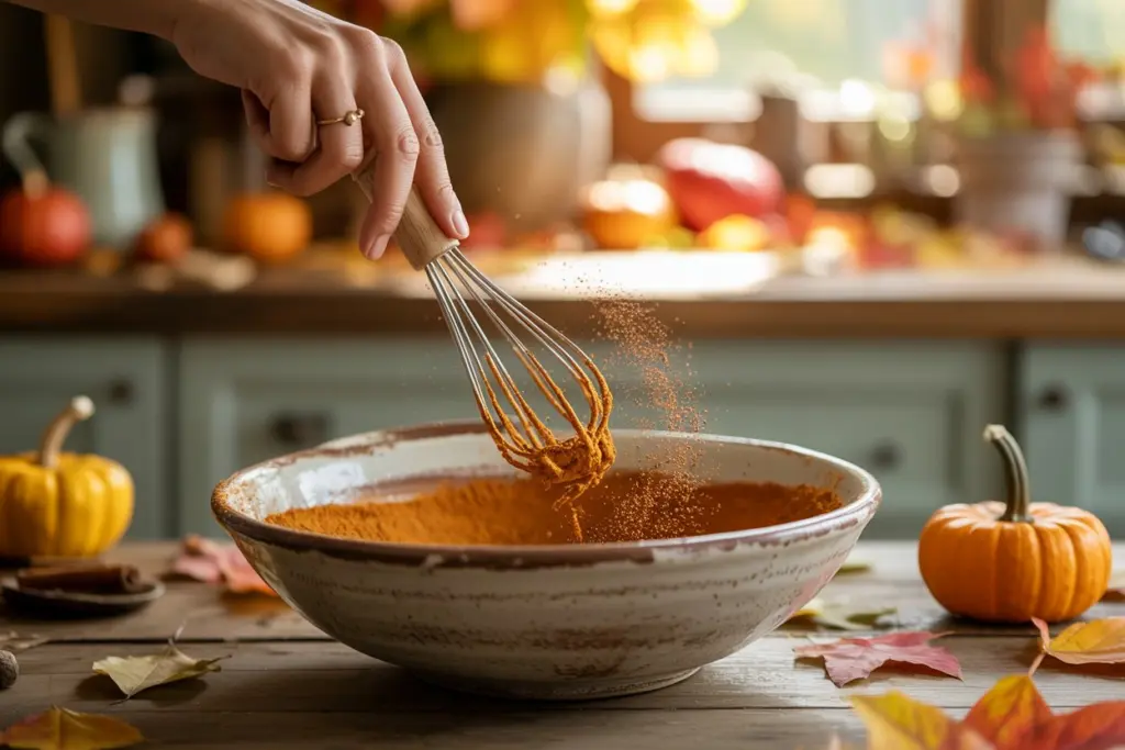 Mixing pumpkin pie spice