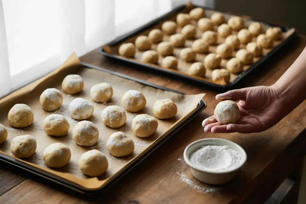 Apple Cider Crinkle Cookies (Fall Cookies) 6 apple cider crinkle cookies dough balls rolled in sugar