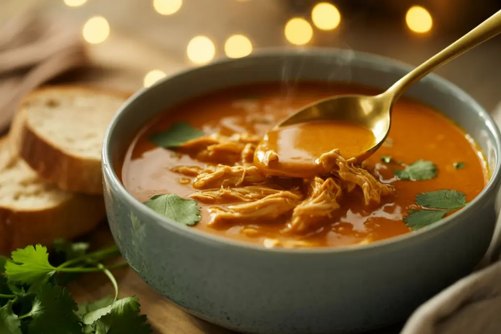 Slow Cooker Pumpkin Peanut Butter Chicken Soup 6 Serving pumpkin peanut butter chicken soup with bread