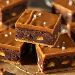 Caramel brownies with pretzel bottom recipe card