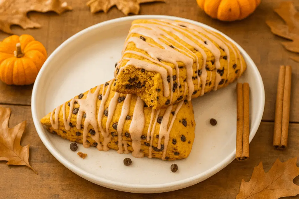 Pumpkin Scones with Cinnamon Maple Glaze 7 Pumpkin Scones with Chocolate chips