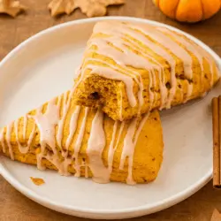 Pumpkin Scones with Cinnamon Maple Glaze 2 Pumpkin Scones with Cinnamon Maple Glaze Served