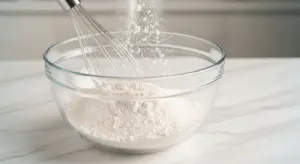 In a medium bowl, whisk together flour, baking powder, and salt; set aside.