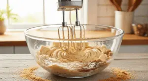 cream together butter and brown sugar until fluffy.