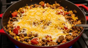 Cheesy Taco Rice - One Pot Dinner 9 Mexican-style rice casserole