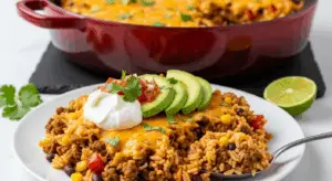 Cheesy Taco Rice - One Pot Dinner 11 Cheesy taco rice one pot dinner with toppings