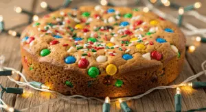 freshly baked golden thick cookie cake