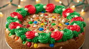 decorated Christmas cookie cake
