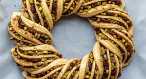 Cranberry Pistachio Babka Bread Wreath