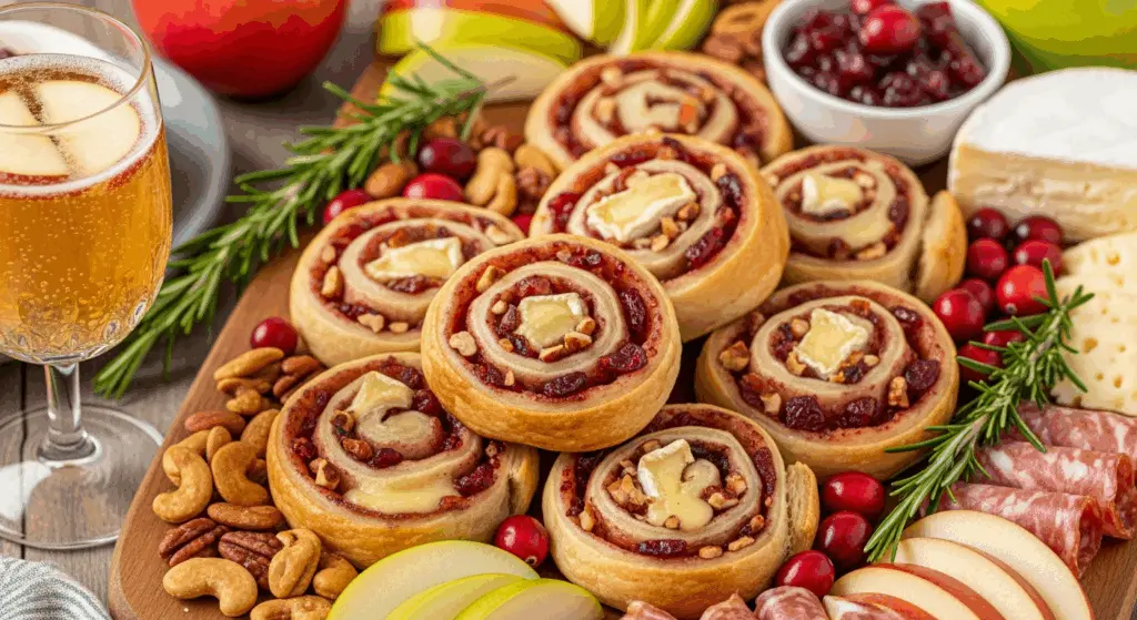Cranberry Brie Pinwheels Appetizers 8 Cranberry Brie Pinwheels Appetizers on a serving tray