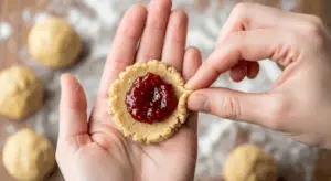 Raspberry Almond Snowball Cookies.