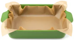Line a green 9x13-inch pan with brown parchment paper.