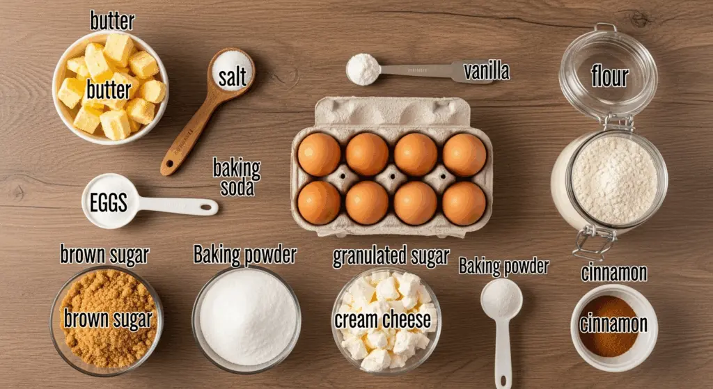 Ingredients for churro cheesecake cookies recipe