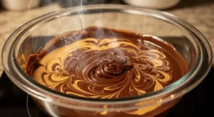 melt chocolate chips and 2 tablespoons peanut butter