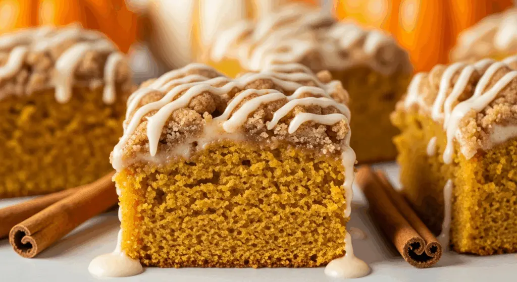 Pumpkin Coffee Cake with Crumb Topping 8 full pumpkin coffee cake bars