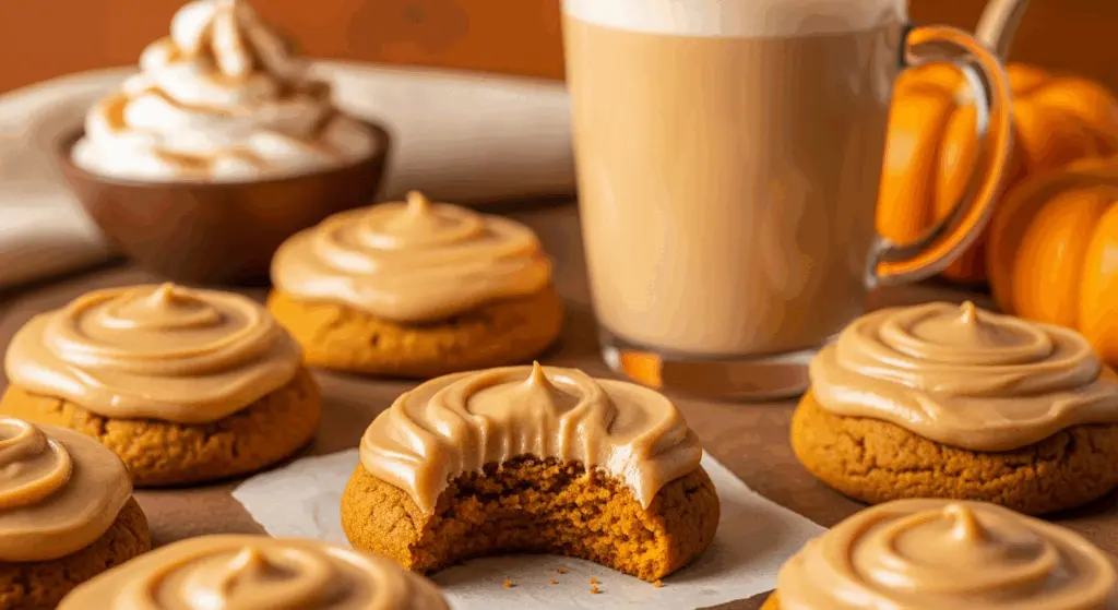 Pumpkin Spice Latte Cookies 9 pumpkin spice latte cookies on serving tray