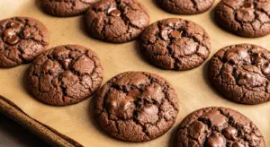 Freshly baked dark brown cookies