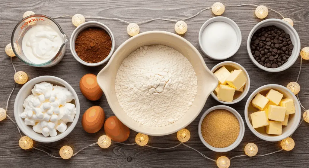 Hot Chocolate Cupcakes Recipe 4 hot chocolate cupcakes ingredients layout