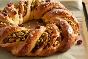 Pistachio Cranberry Wreath Bread