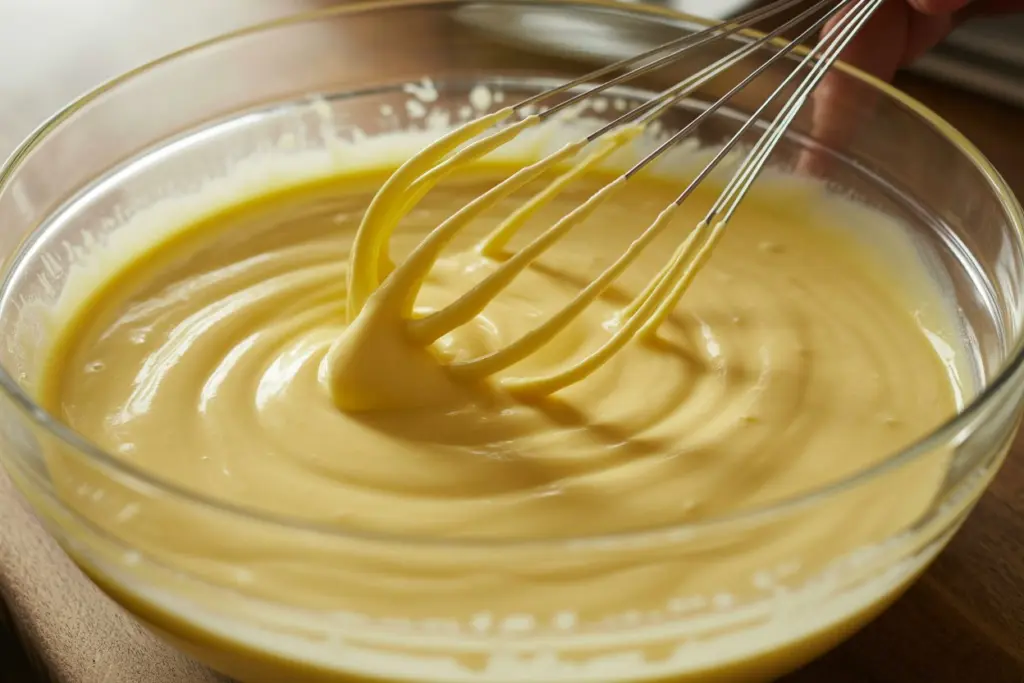 Whisking custard base for cranberry custard pie