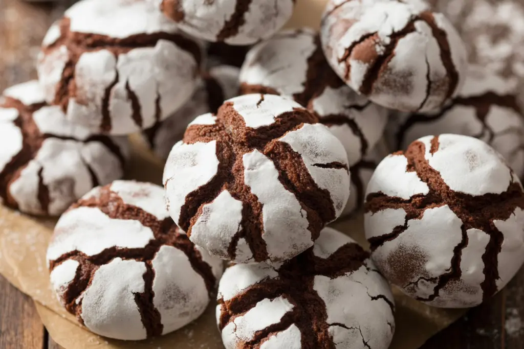 Chocolate Sourdough Crinkle Cookies