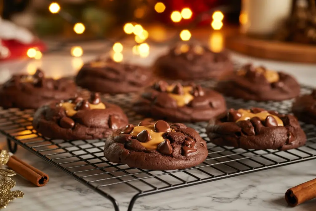 freshly baked Double Chocolate Chip Cookies 