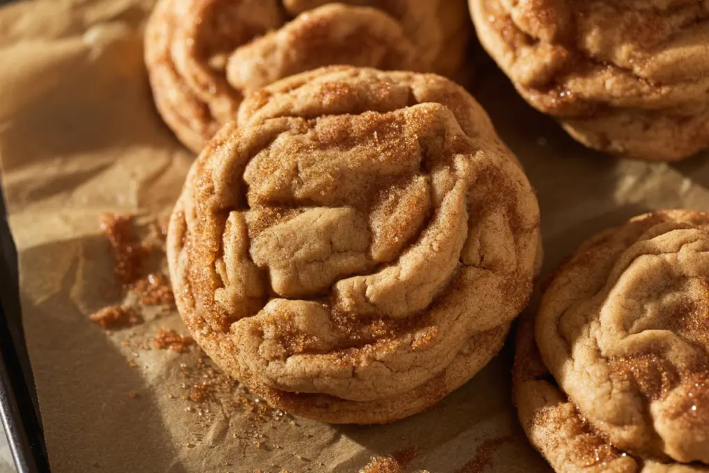 soft cinnamon brown sugar cookies on rustic table
