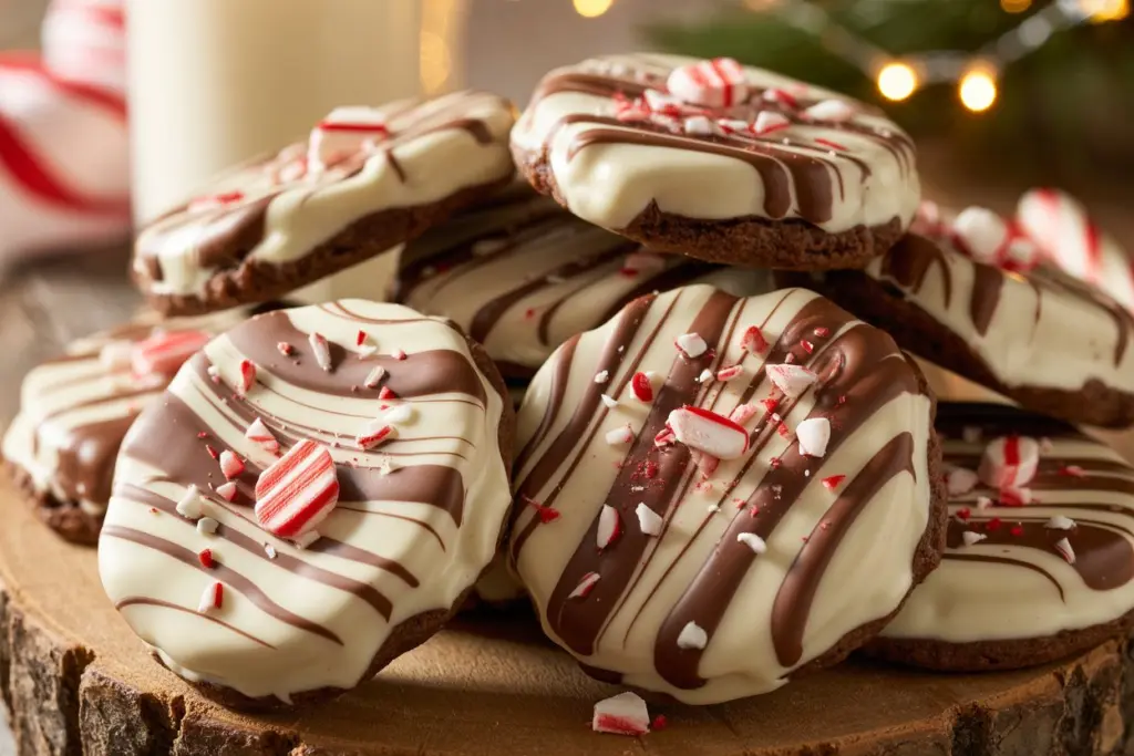 serving peppermint bark cookies