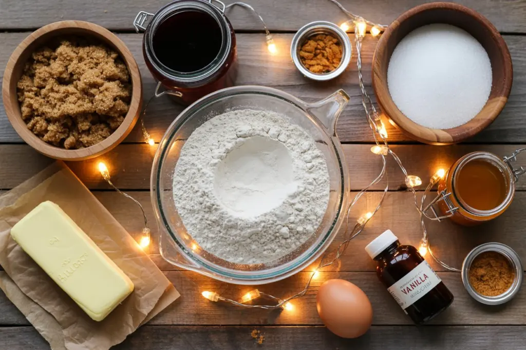 Old Fashioned Iced Ginger Molasses Cookies 14 Ginger molasses cookie recipe ingredients flat lay