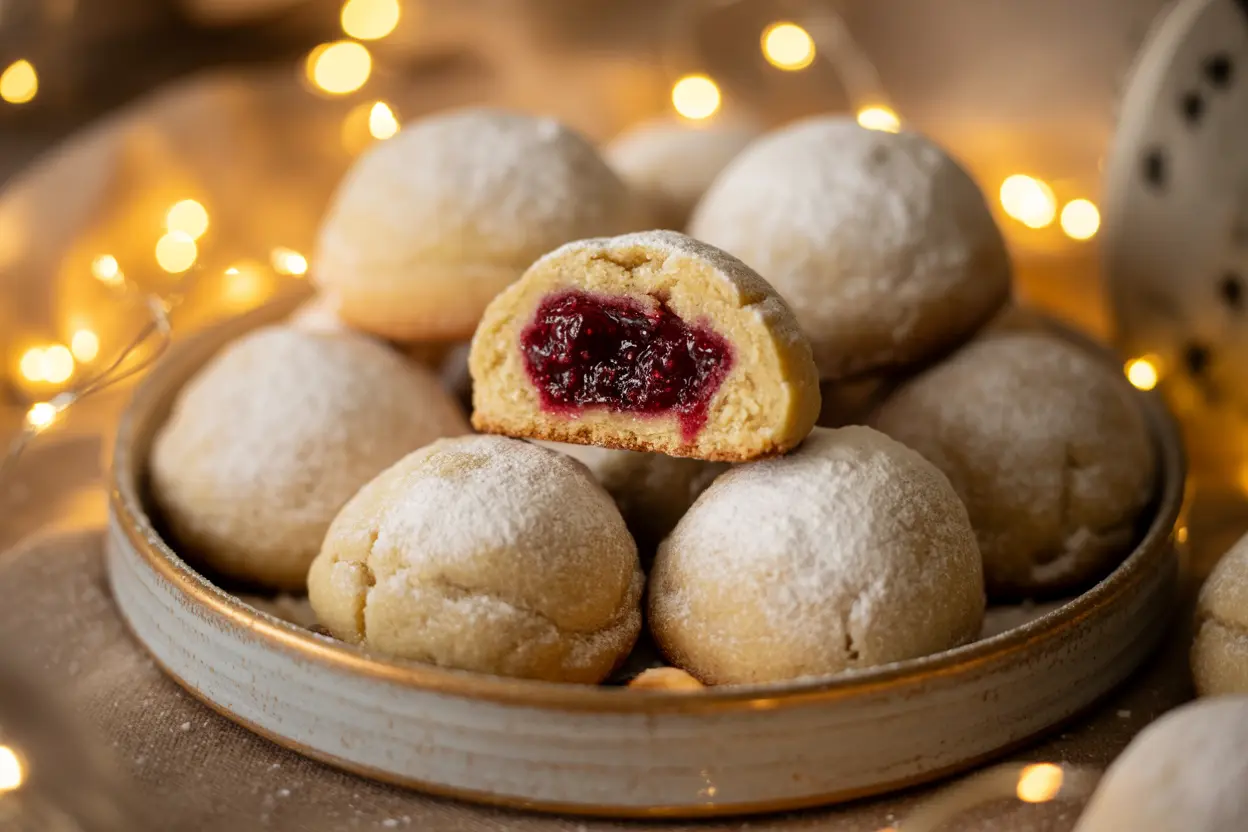 Raspberry Almond Snowball Cookies | Amazing Holiday Flavor in 7 Steps