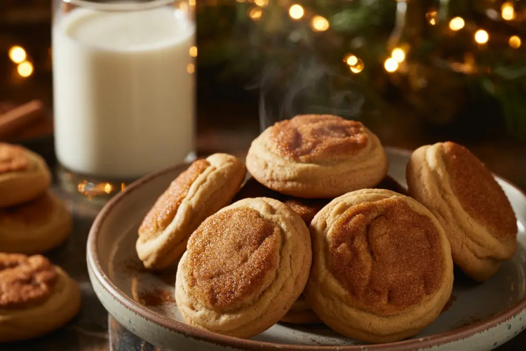 freshly baked cinnamon brown sugar cookies on serving plate