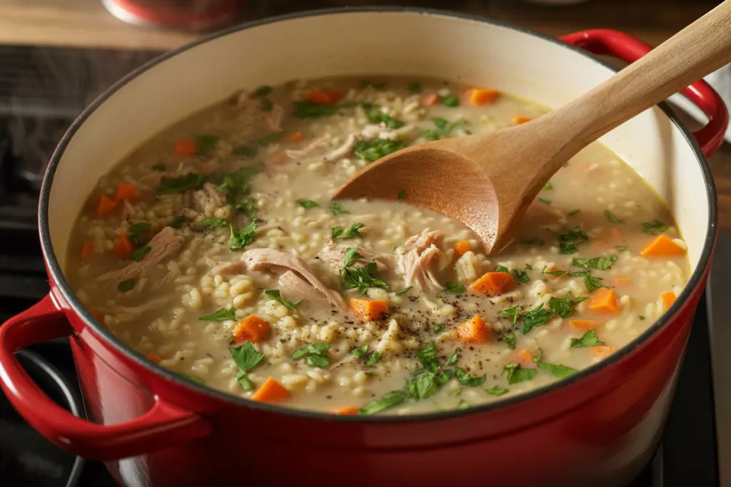 simmering-one-pot-turkey-rice-soup