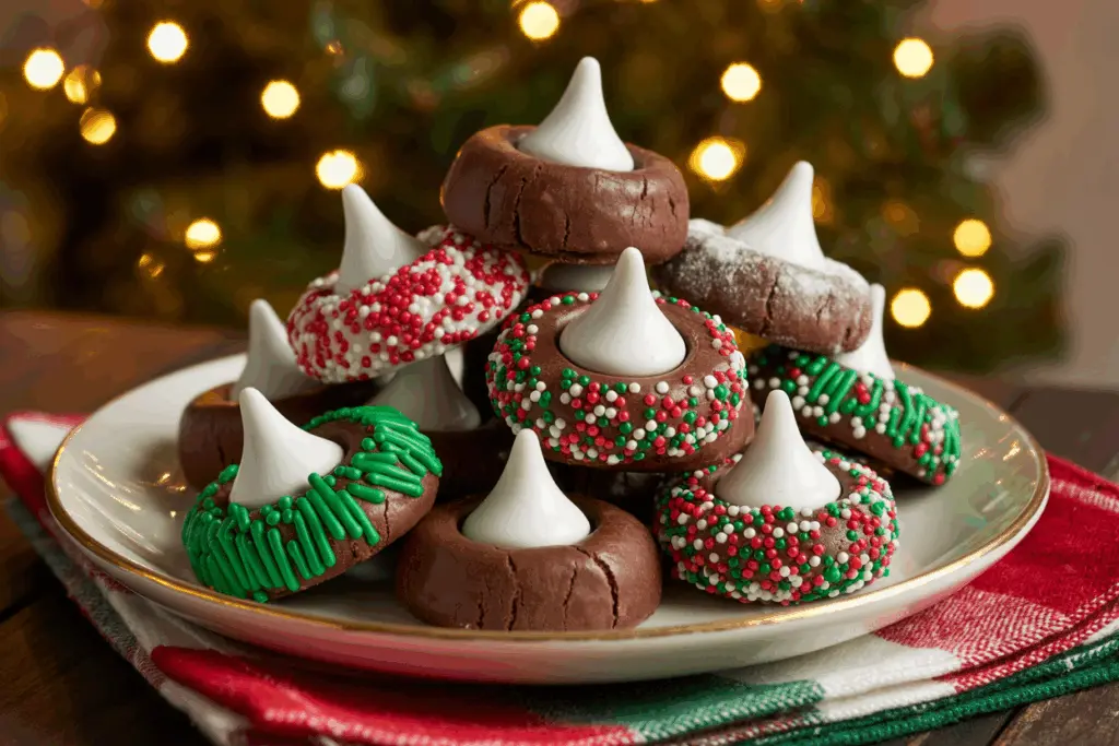 Christmas Chocolate Kiss Cookies
