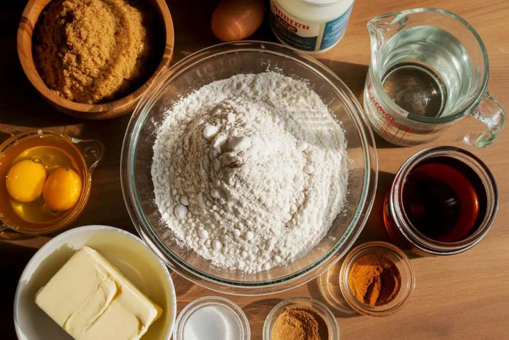 gingerbread cake ingredients setup