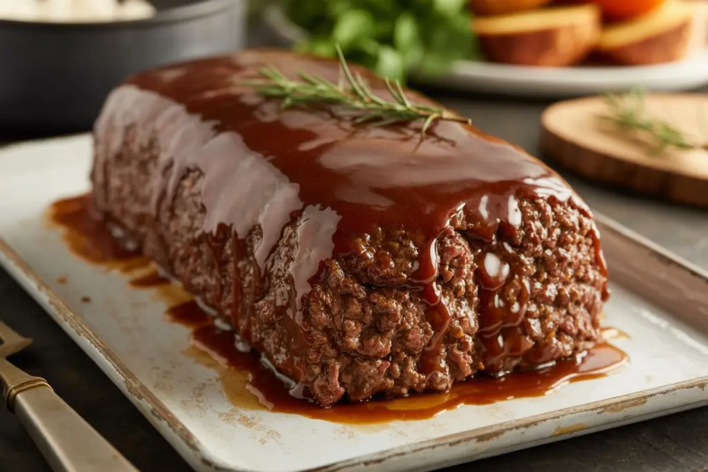Wagyu meatloaf with brown sugar glaze served