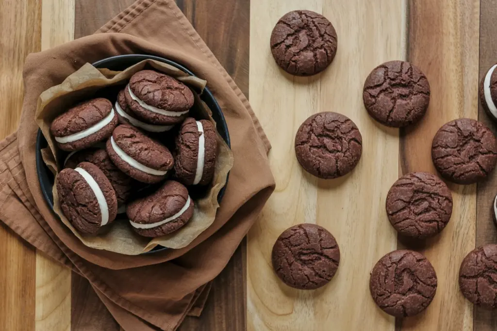 Overnight Sourdough Chocolate Sandwich Cookies
