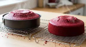 two Red Velvet cakes cool