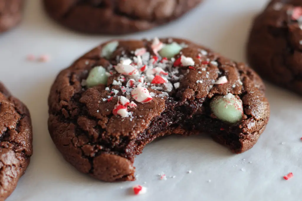 Mint Chocolate Flourless Cookies with peppermint extract 