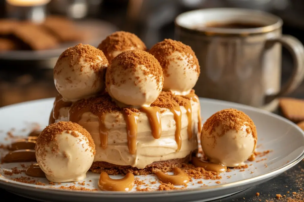 Serving Easy Biscoff Truffles with Coffee