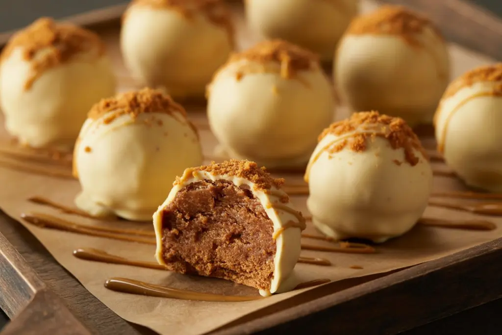 Easy Biscoff Truffles Dessert on tray