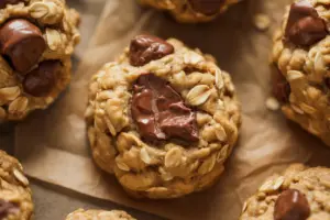 freshly baked chocolate chip oatmeal cookies