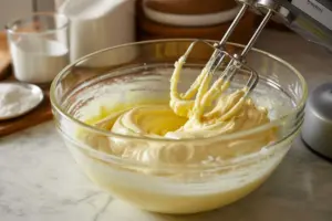 Christmas Peppermint Cake with White Chocolate Buttercream 7 beat butter and sugar