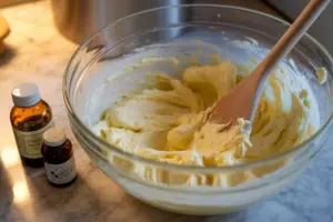 Christmas Peppermint Cake with White Chocolate Buttercream 9 vanilla cake batter