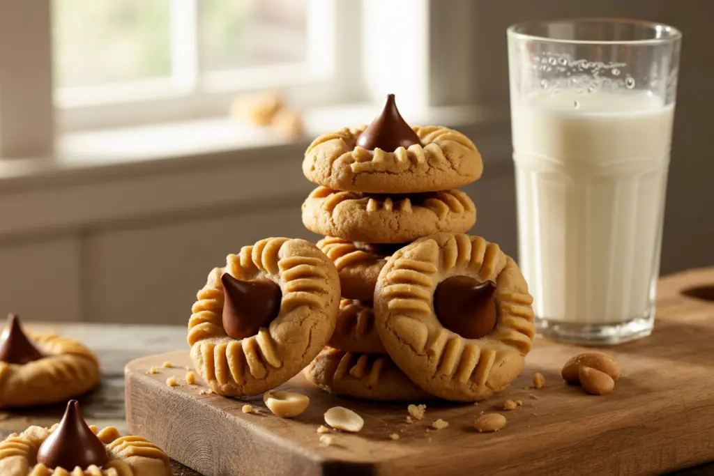 stack of sourdough peanut butter cookies