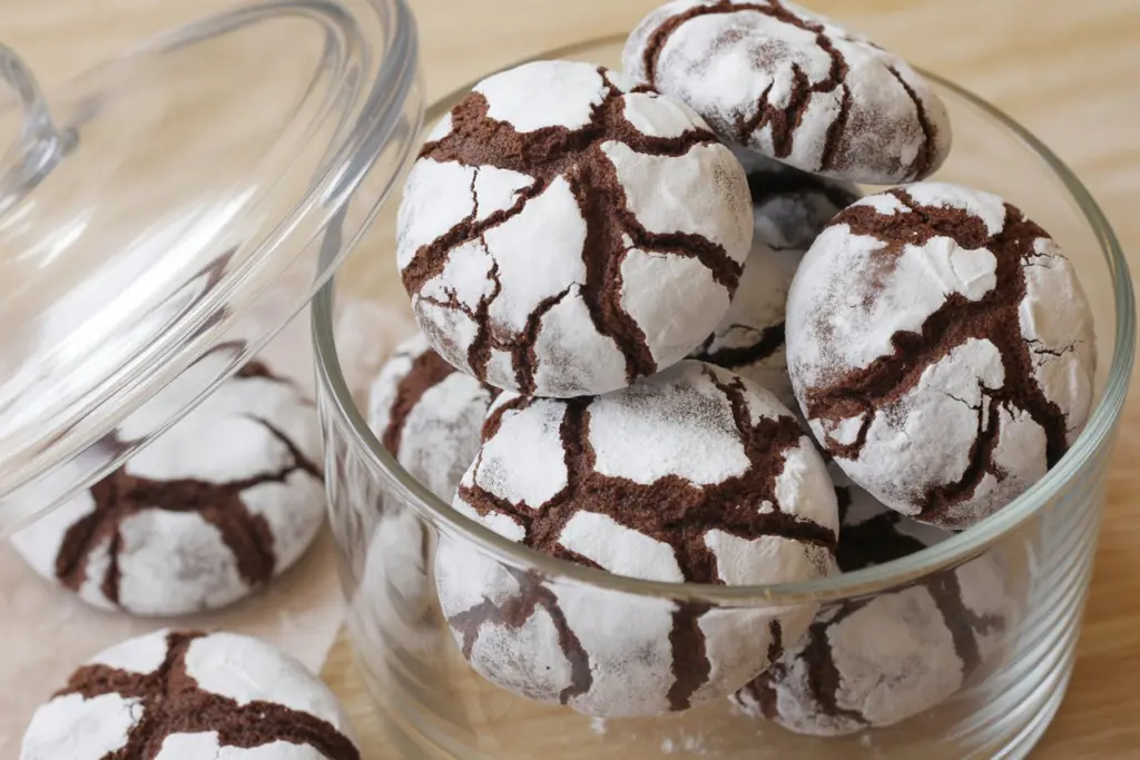 Soft and fudgy crinkle cookies