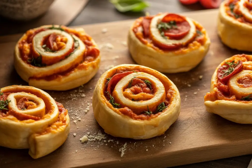 Golden, crispy Air Fryer Pizza Pinwheels fresh from the basket
