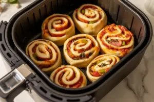 freshly baked golden brown and crisp pizza pinwheel
