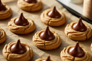 Sourdough Peanut Butter Cookies with Hershey’s Kisses