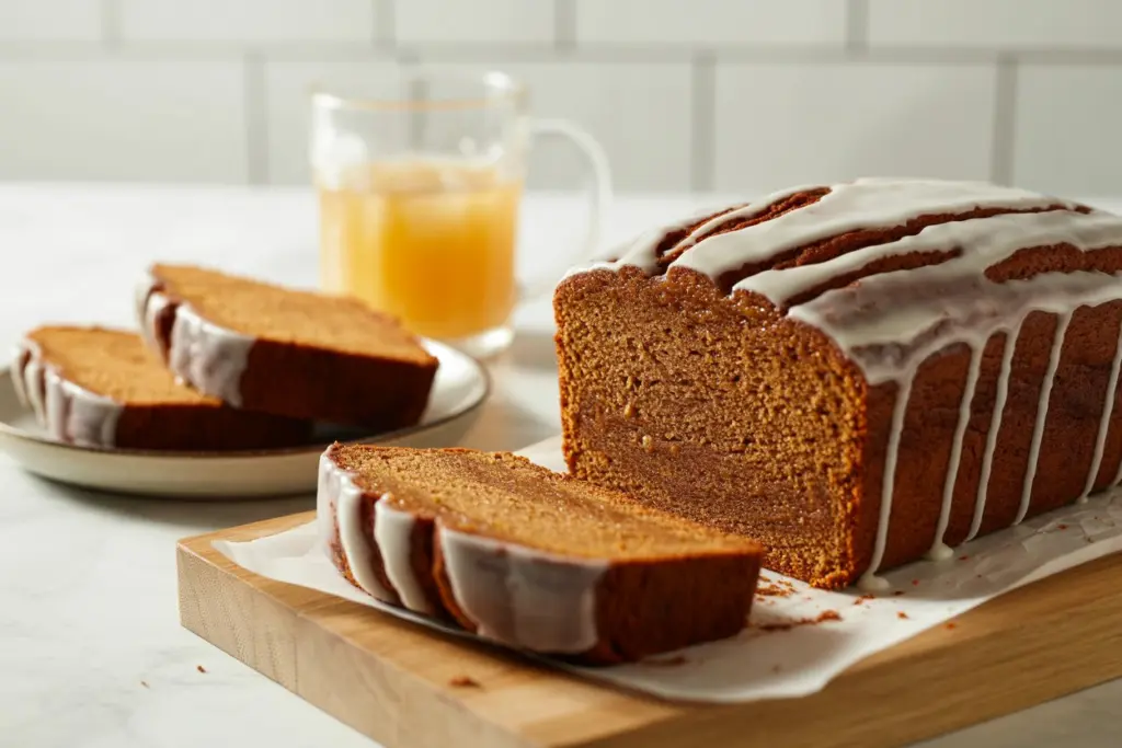 Serving sliced loaf with butter and coffee