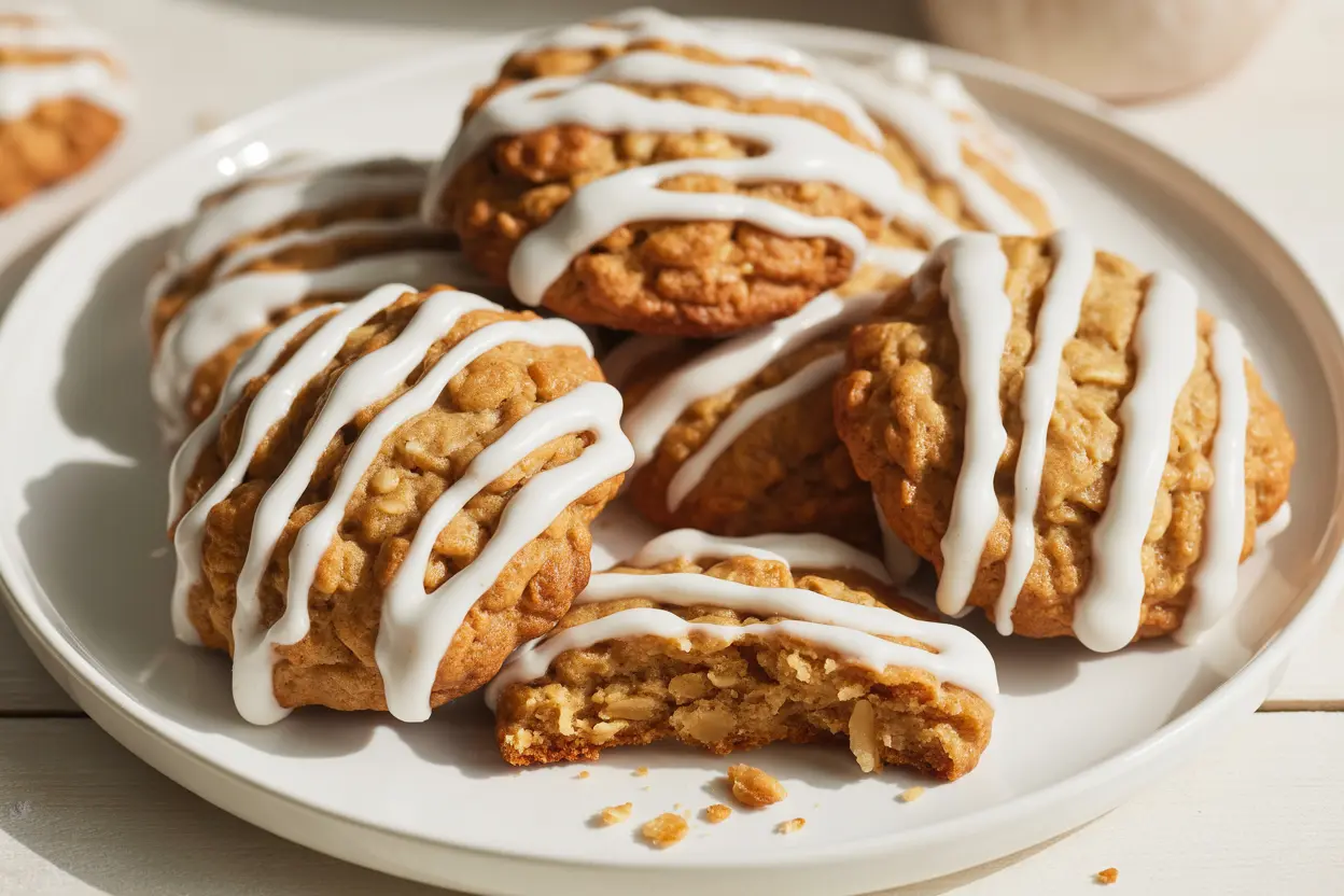 Iced Sourdough Oatmeal Cookies